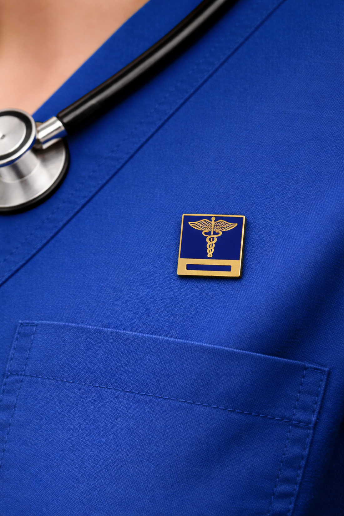 PIN EMBLEMA MEDICO (CADUCEO AZUL)