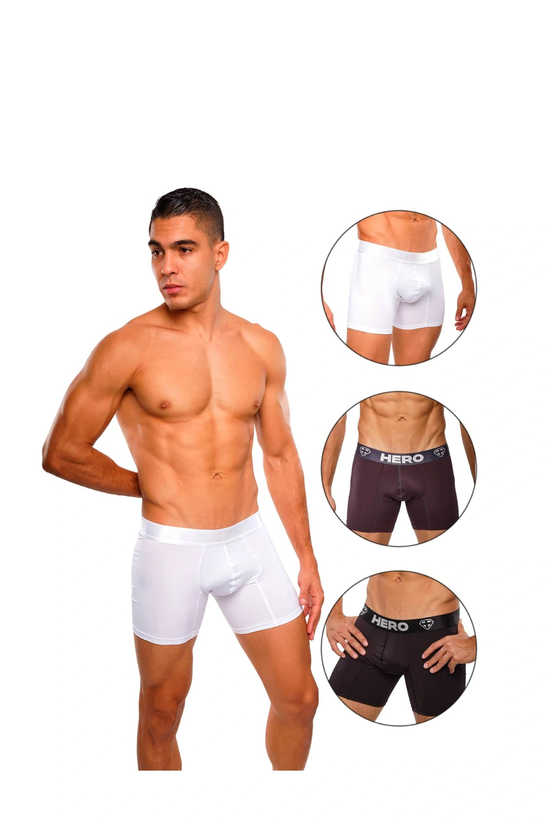 BOXER BCO GRIS NEGRO PAQX3 TALLA M HERO