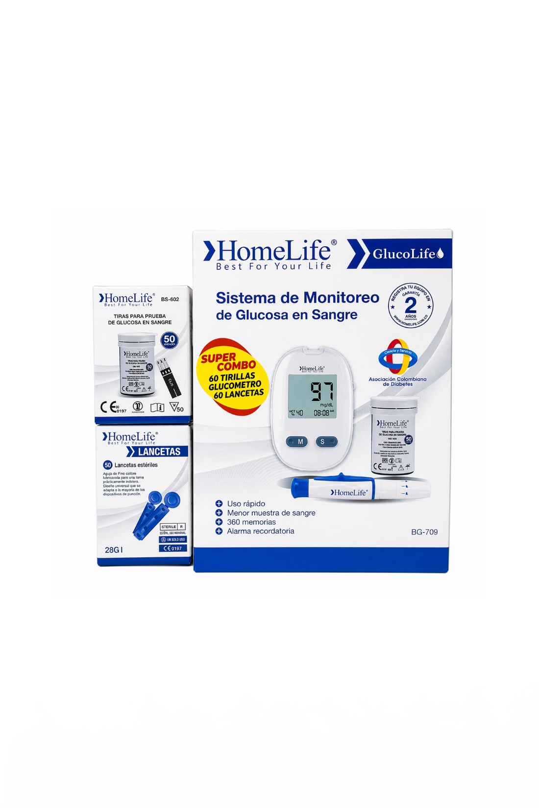 GLUCOMETRO HOME LIFE COMBO01BG709