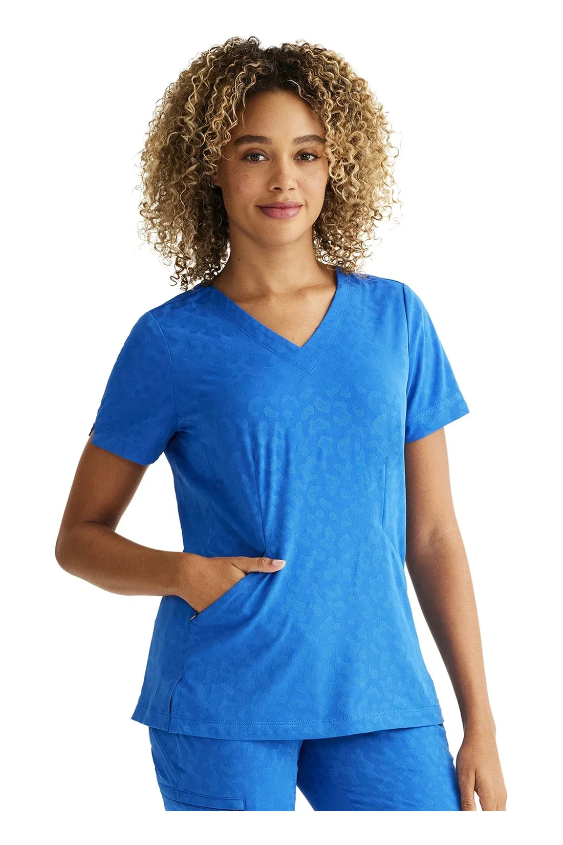 SET TOP + PANTALÓN MUJER HEALING HANDS PL JACQUARD HH601.9350 - AZUL REAL