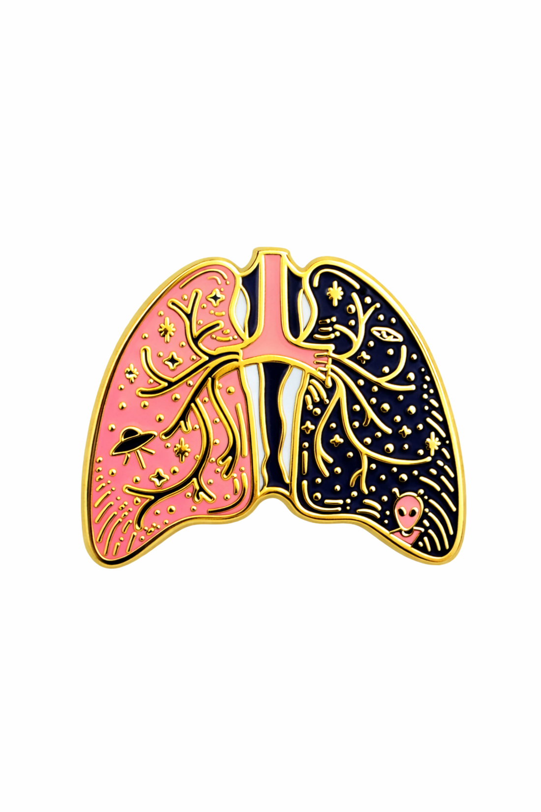 PIN PULMÓN METAL DORADO
