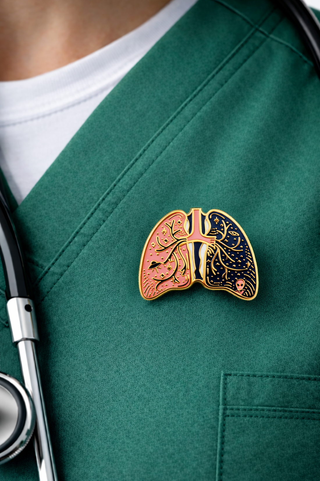 PIN PULMÓN METAL DORADO